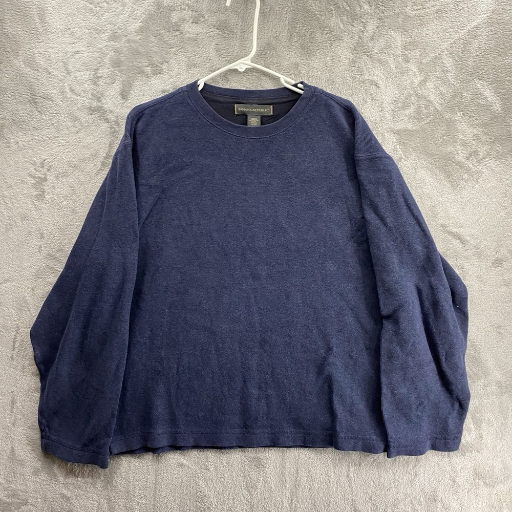 Banana Republic Navy Double Knit Crewneck Sweatshirt Men's XL Stretch